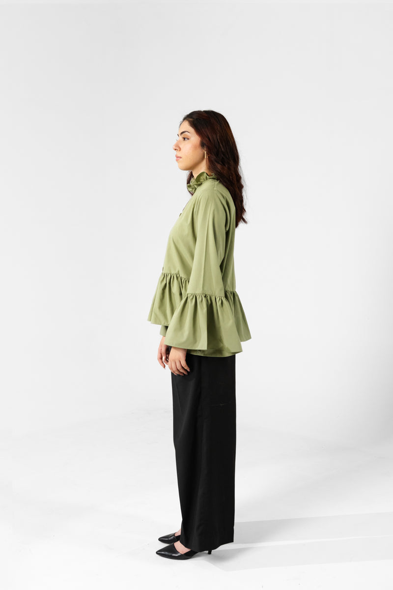 02-High-waisted tailored wide leg pants