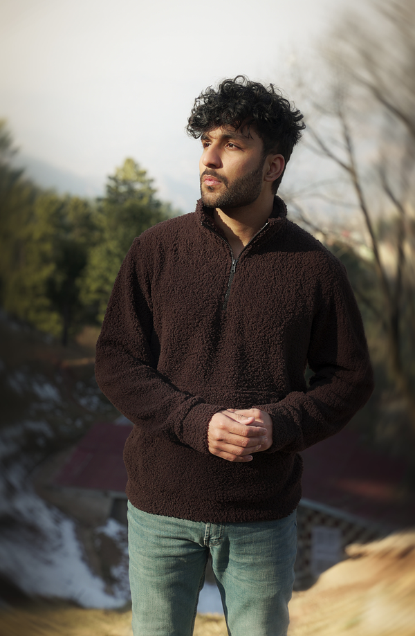 Brown Quarter-zip Sherpa